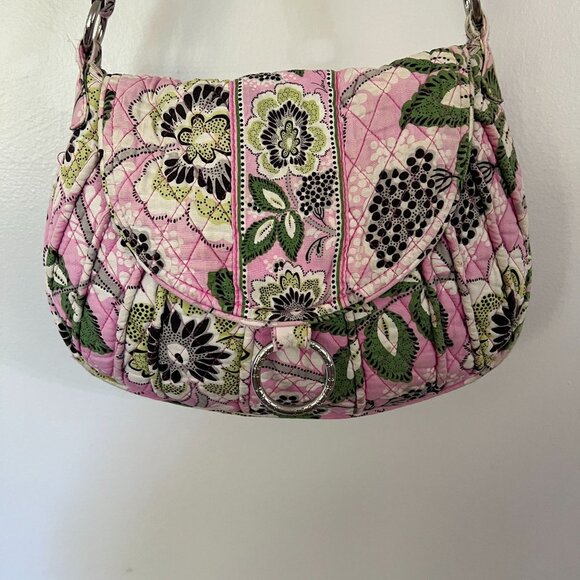 Vera Bradley Floral Pink & Green Quilted Shoulder Bag With Adjustable Strap - Picture 2 of 10